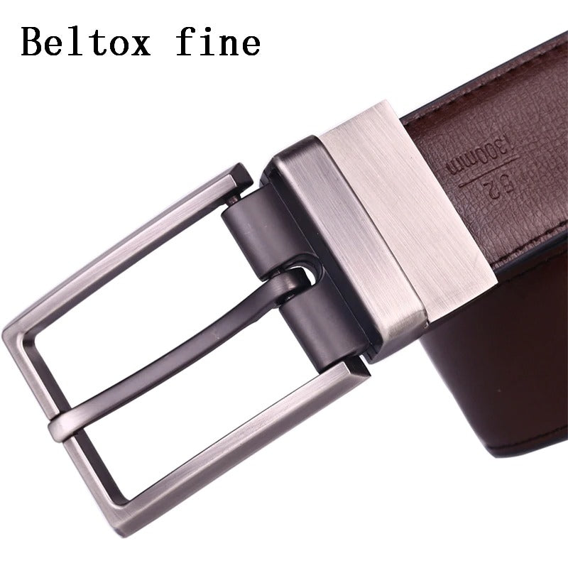 Classic & Fashion Designs Black/blue Two in One Belts with Rotated Buckle ceinture-Men's Leather Reversible Belt-JonasParamount