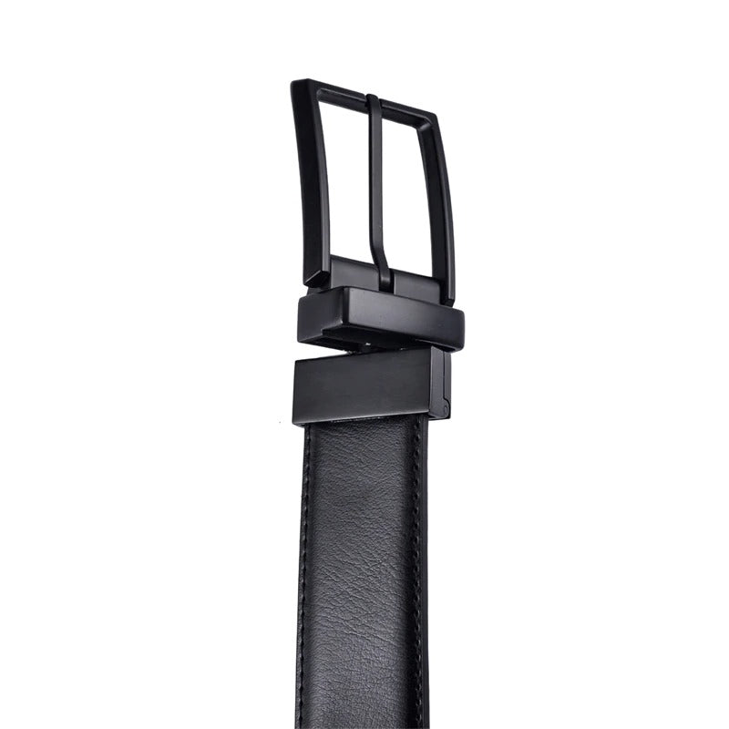 Classic & Fashion Designs Black/blue Two in One Belts with Rotated Buckle ceinture-Men's Leather Reversible Belt-JonasParamount