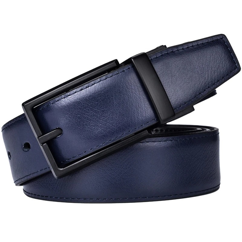 Classic & Fashion Designs Black/blue Two in One Belts with Rotated Buckle ceinture-Men's Leather Reversible Belt-JonasParamount