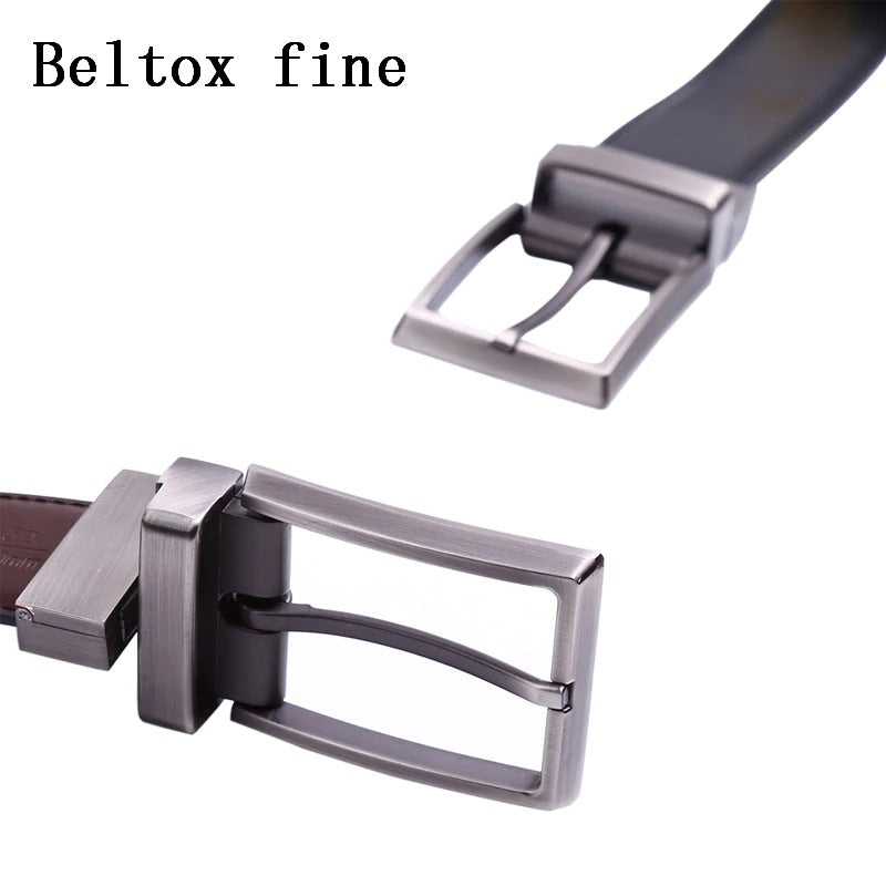Classic & Fashion Designs Black/blue Two in One Belts with Rotated Buckle ceinture-Men's Leather Reversible Belt-JonasParamount