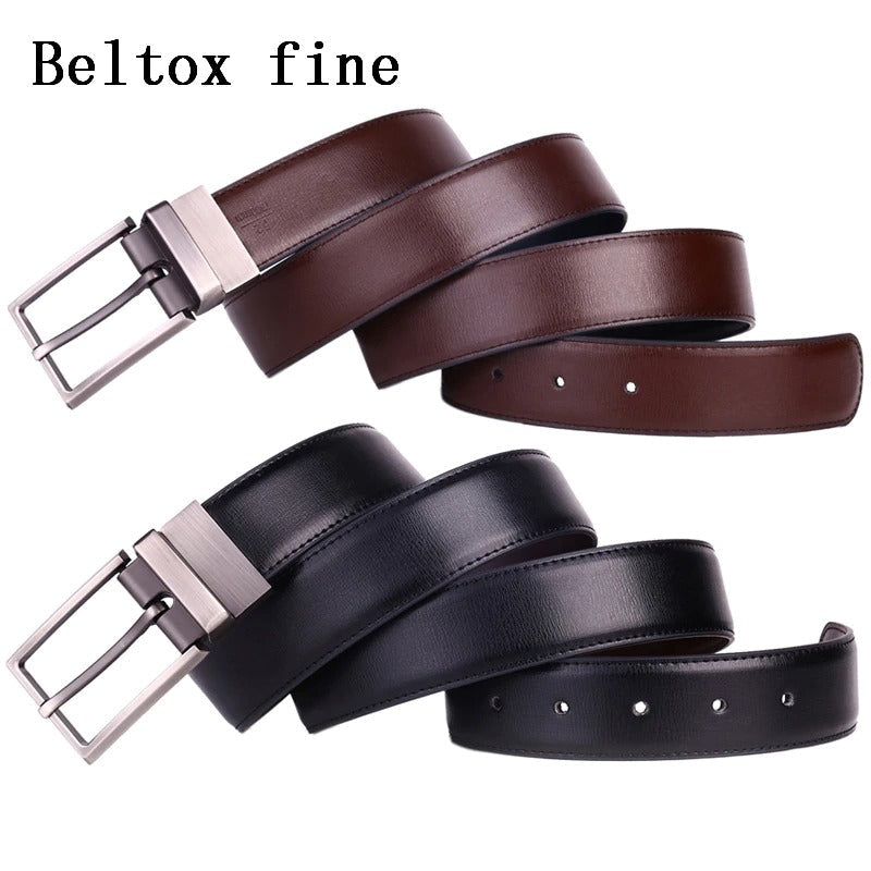 Classic & Fashion Designs Black/blue Two in One Belts with Rotated Buckle ceinture-Men's Leather Reversible Belt-JonasParamount