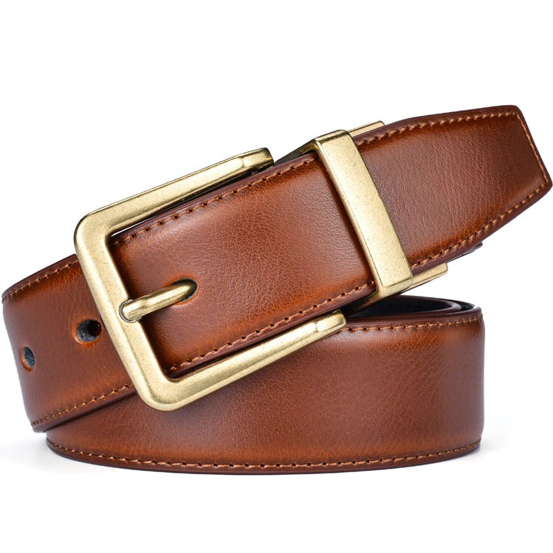 Men's Leather Reversible Belts Adjustable Antique Style Rotated Buckle 2 In 1-JonasParamount