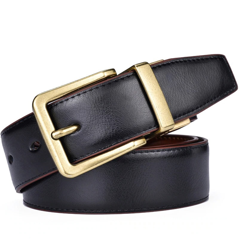 Men's Leather Reversible Belts Adjustable Antique Style Rotated Buckle 2 In 1-JonasParamount