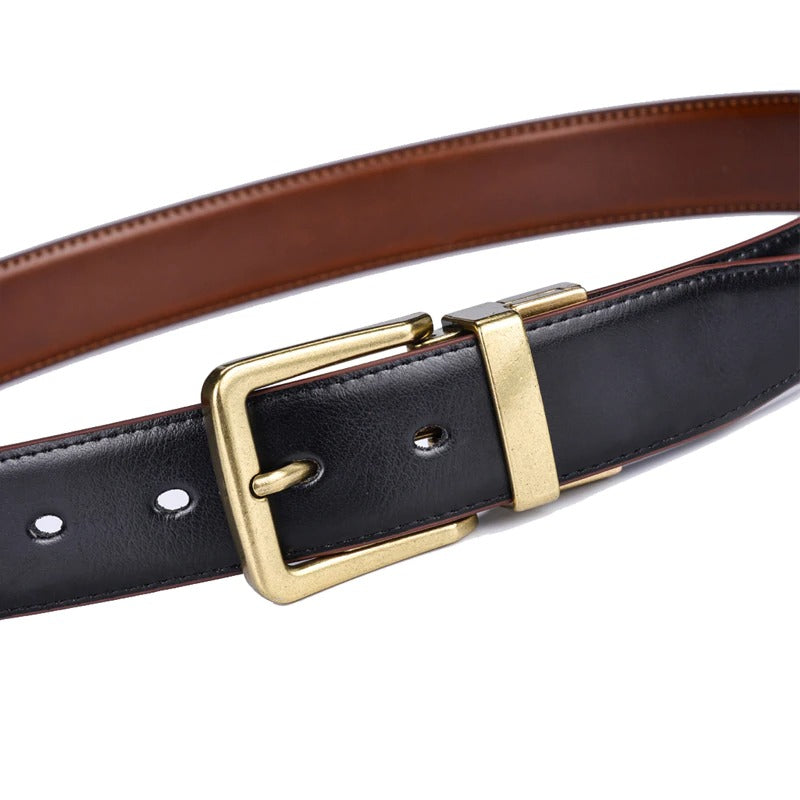 Men's Leather Reversible Belts Adjustable Antique Style Rotated Buckle 2 In 1-JonasParamount