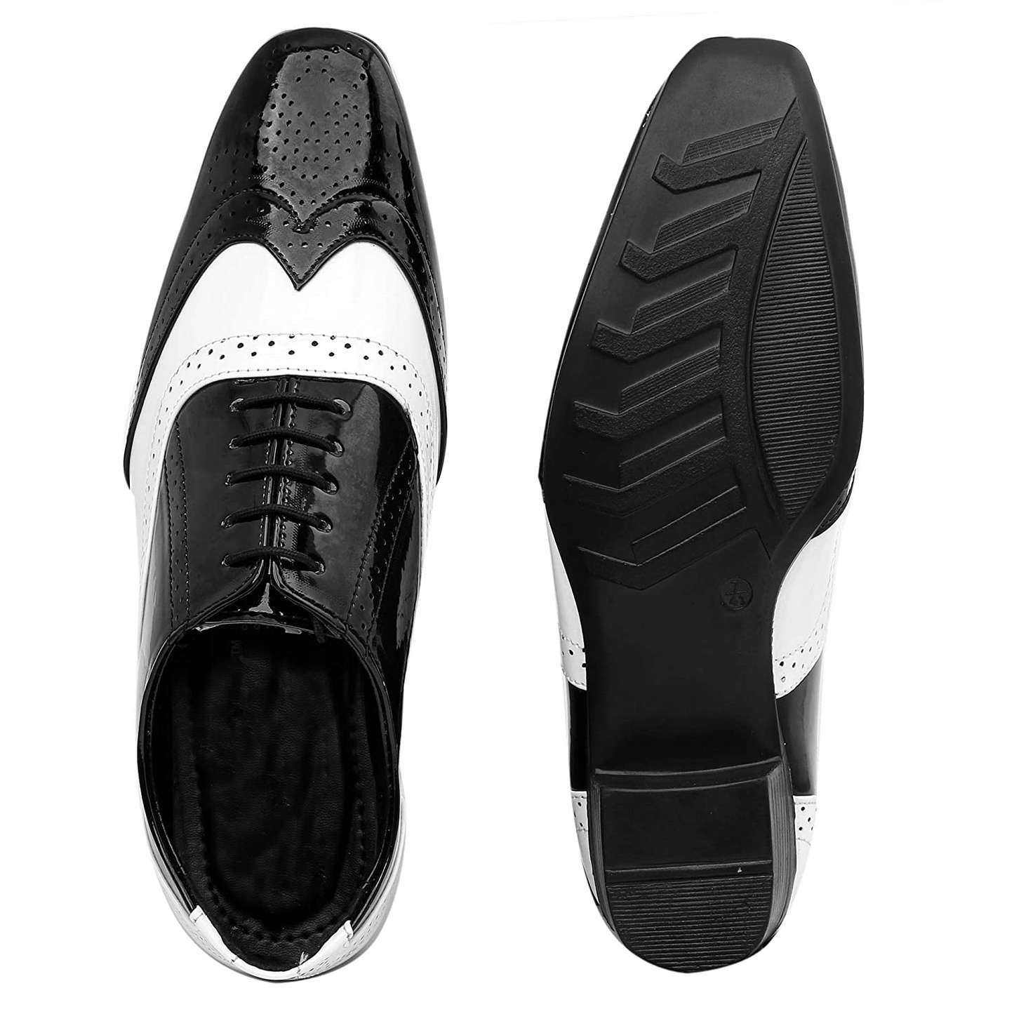 Classy Black And White Height Increasing Casual And Formal Oxford Lace-Up Shoes-JonasParamount