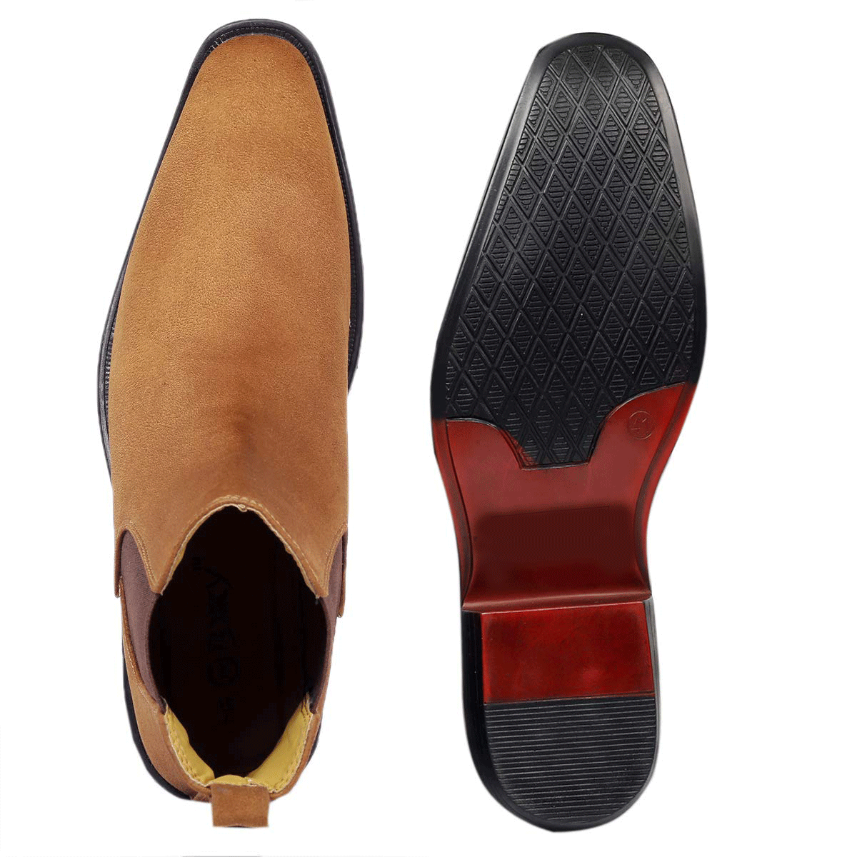 Height Increasing Suede Material Tan Casual Chelsea Boots For Men-JonasParamount