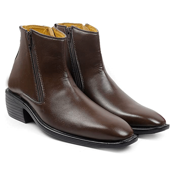 New Arrival Brown Casual Formal Zipper Ankle Boots For Men-JonasParamount